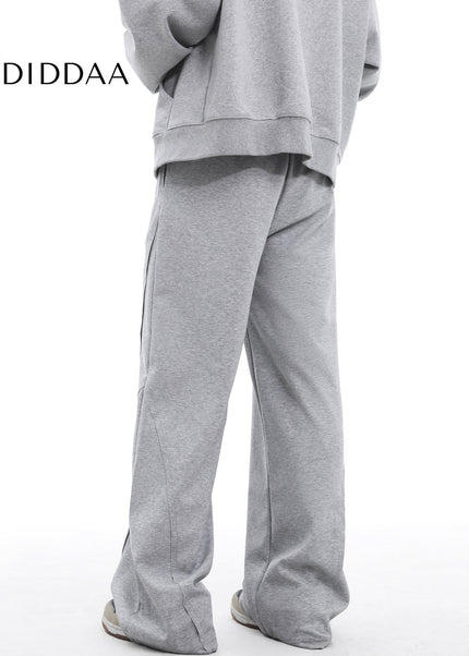 Grey Loose Fit Trendy Street American Drawstring Sweatpants - Unisex Sweatpants