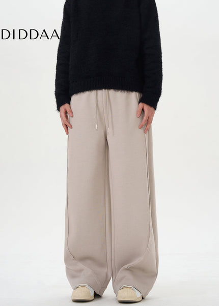 Grey Loose Fit Wide-Leg Drawstring Sweatpants - Unisex Sweatpants