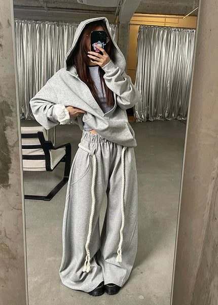 Grey Oversize Harajuku Streetwear Sweatpants - Grey / S - Unisex Sweatpants