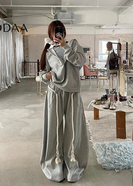 Grey Oversize Harajuku Streetwear Sweatpants - Unisex Sweatpants