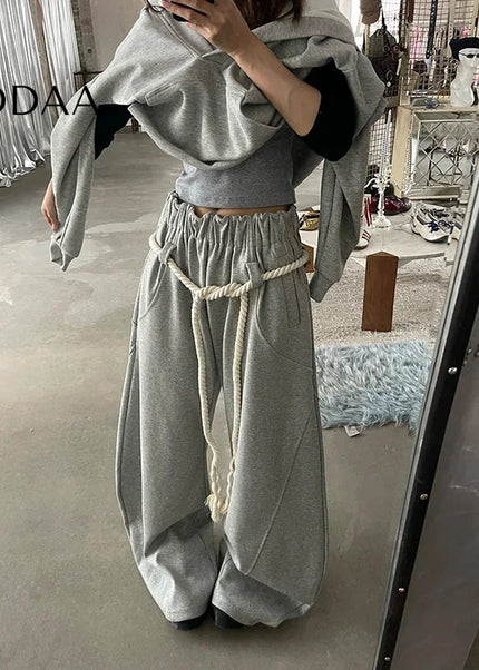 Grey Oversize Harajuku Streetwear Sweatpants - Unisex Sweatpants