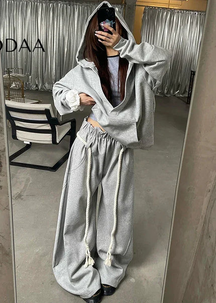 Grey Oversize Harajuku Streetwear Sweatpants - Unisex Sweatpants