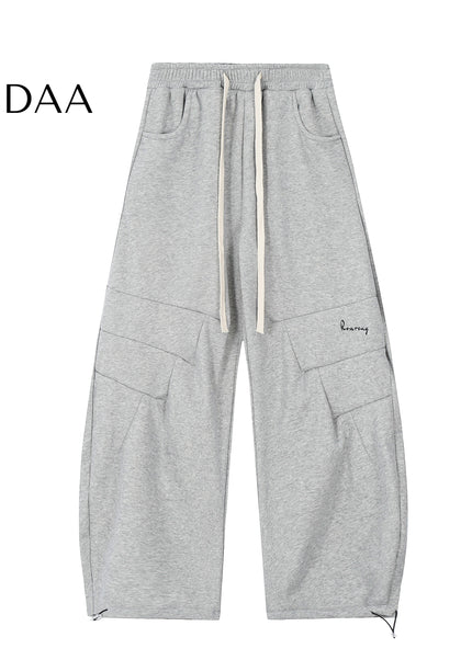 Grey Velvet Loose Wide-Leg Banana Pants - S / Grey - Unisex Sweatpants