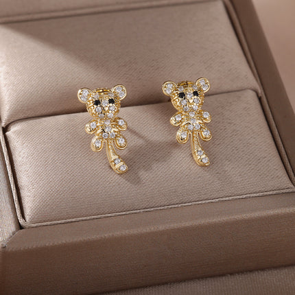SOUVOIR Gold 14K Gold Plated, Zirconia Earrings Hayley Earrings | Gold Zirconia Animal Stud Earrings