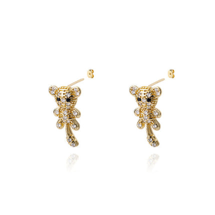 SOUVOIR 14K Gold Plated, Zirconia Earrings Hayley Earrings | Gold Zirconia Animal Stud Earrings