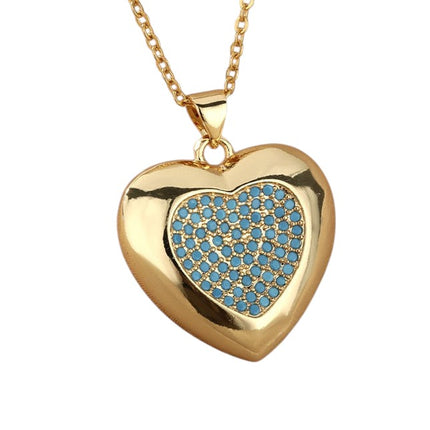 Heartfelt Pendant Necklace | Gold Green Large Heart Chain