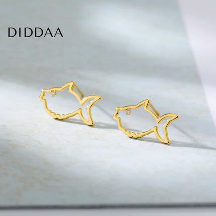 Hilary Earrings | Gold Hollow Shark Animal Stud Earrings - Earrings