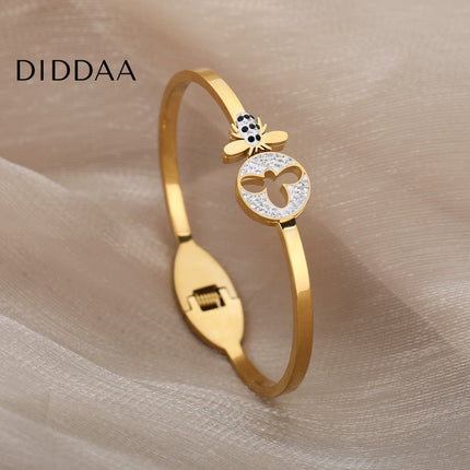 Honette Bracelet | Gold Zirconia Resizable Bangle - Gold - Bracelets