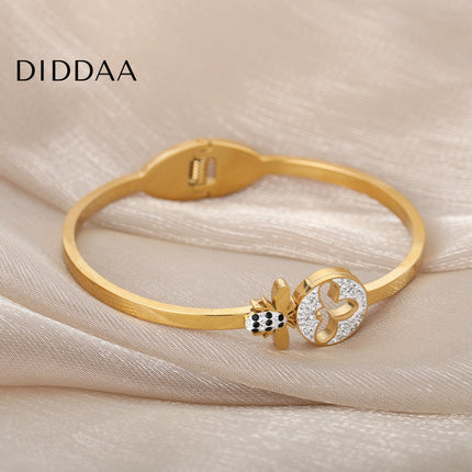 Honette Bracelet | Gold Zirconia Resizable Bangle - Gold - Bracelets