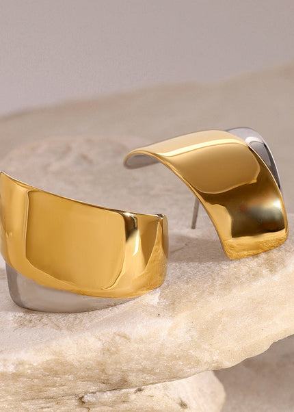 Jieding European and American stainless steel contrasting geometric earrings with a sense of luxury exaggerated earrings titanium steel non-fading ear jewelry cross-border