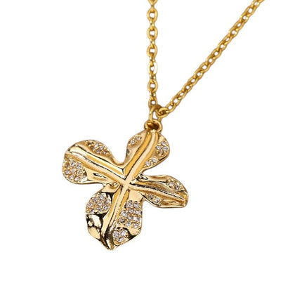 Jasmine Pendant Necklace | Gold Silver Zirconia Cross Chain