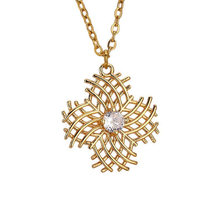 Jessen Pendant Necklace | Gold Zirconia Small Stone Chain