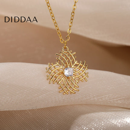 Jessen Pendant Necklace | Gold Zirconia Small Stone Chain - Necklaces