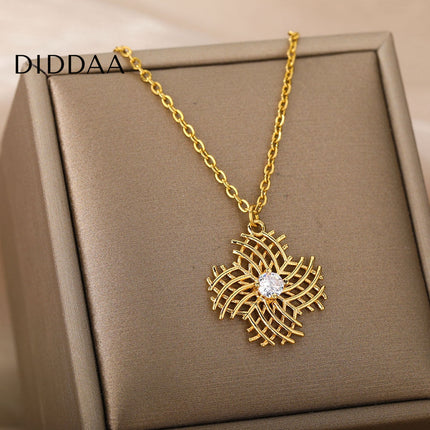 Jessen Pendant Necklace | Gold Zirconia Small Stone Chain - Necklaces