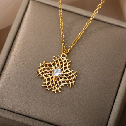 Jessen Pendant Necklace | Gold Zirconia Small Stone Chain - Gold - Necklaces