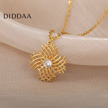 Jessen Pendant Necklace | Gold Zirconia Small Stone Chain - Necklaces