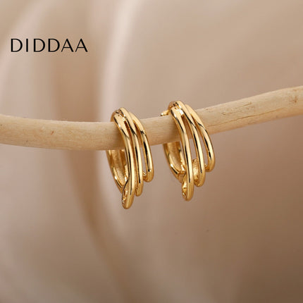 Josse Earrings | Gold Silver Simple Hoop Earrings - Earrings