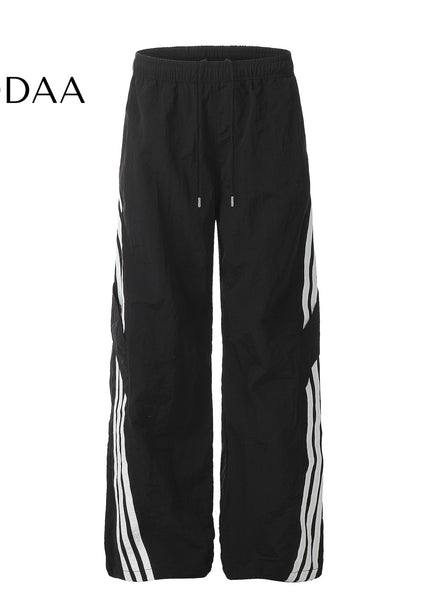 Khaki Loose Fit Stitched Striped Cargo Pants - S / Black - Unisex Sweatpants