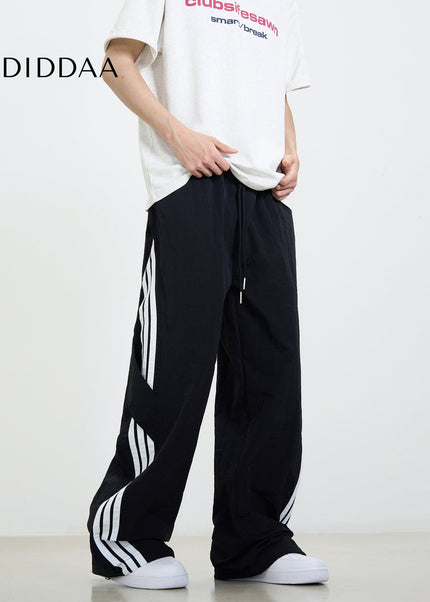 Khaki Loose Fit Stitched Striped Cargo Pants - Unisex Sweatpants