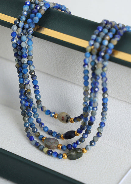 European and American cross-border retro high-end niche design natural stone crystal faceted stone handmade beaded necklace jewelry women