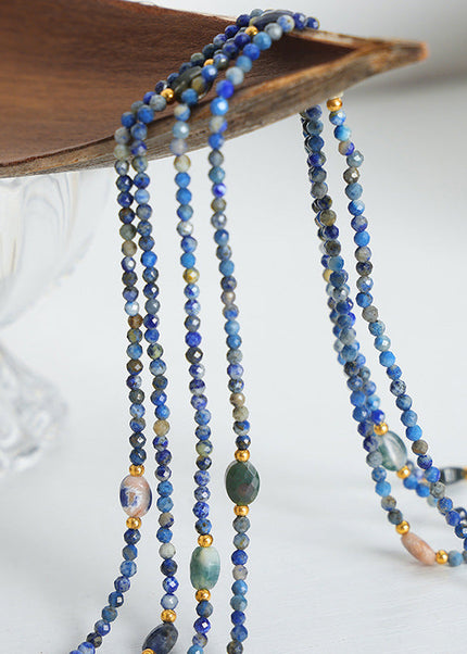 European and American cross-border retro high-end niche design natural stone crystal faceted stone handmade beaded necklace jewelry women