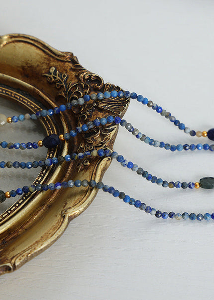 European and American cross-border retro high-end niche design natural stone crystal faceted stone handmade beaded necklace jewelry women