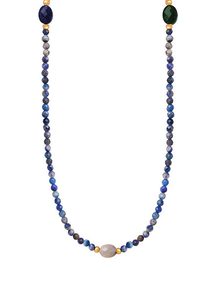 European and American cross-border retro high-end niche design natural stone crystal faceted stone handmade beaded necklace jewelry women