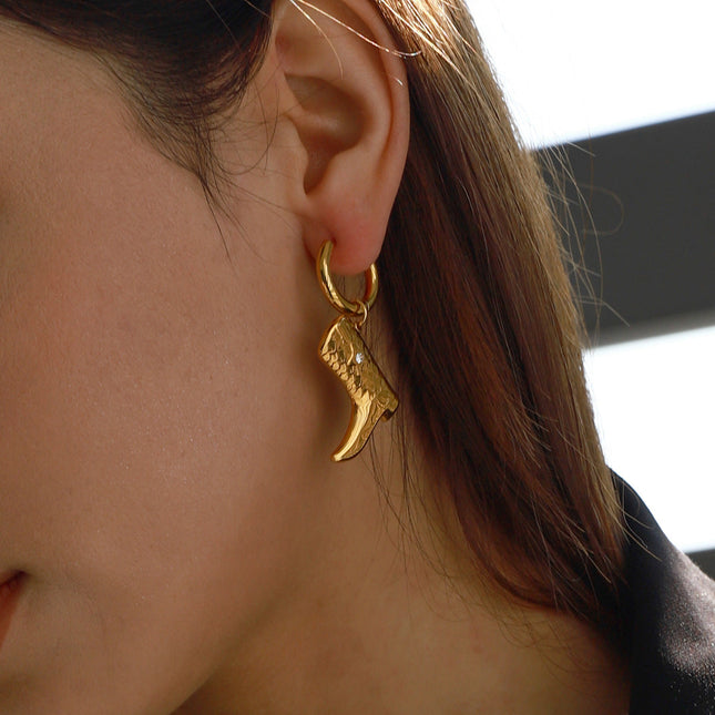 Jieding European and American 18k gold titanium steel earrings, light luxury, high-end earrings, non-fading earrings, cross-border stainless steel jewelry