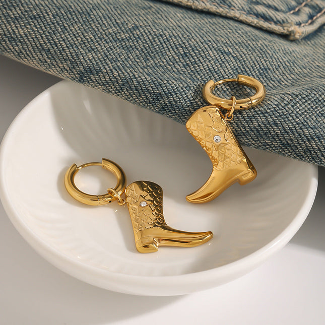 Jieding European and American 18k gold titanium steel earrings, light luxury, high-end earrings, non-fading earrings, cross-border stainless steel jewelry