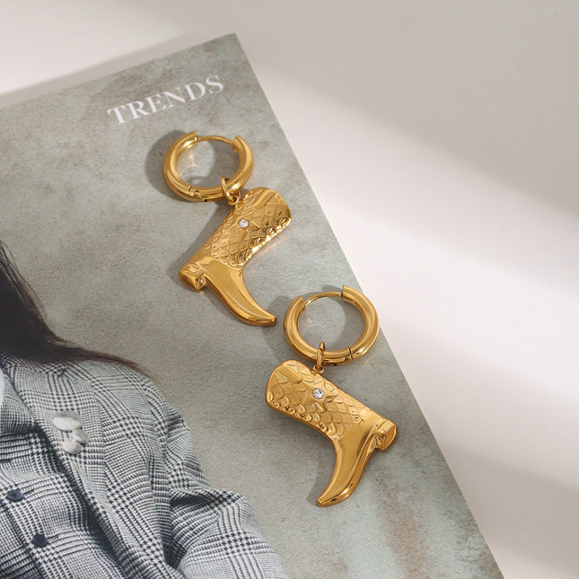 Jieding European and American 18k gold titanium steel earrings, light luxury, high-end earrings, non-fading earrings, cross-border stainless steel jewelry