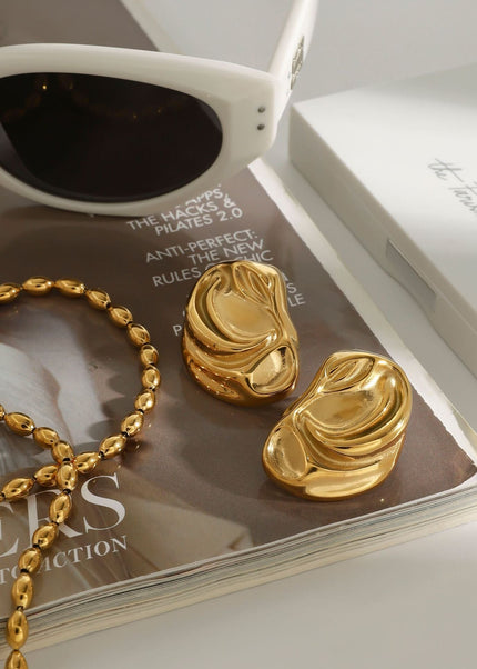 Jieding European and American titanium steel stud earrings, light luxury, high-end earrings, non-fading earrings, stainless steel 18k gold jewelry, cross-border