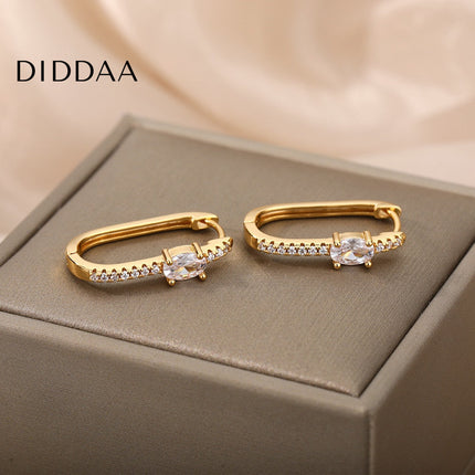 Liberte Earrings | Gold Silver Zirconia Stone Hoop Earrings - Earrings