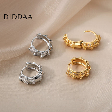 Libido Earrings | Gold Silver Zirconia Statement Hoop Earrings - Silver - Earrings