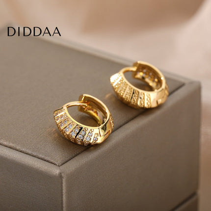 Licit Earrings | Gold Silver Zirconia Statement Hoop Earrings - Earrings