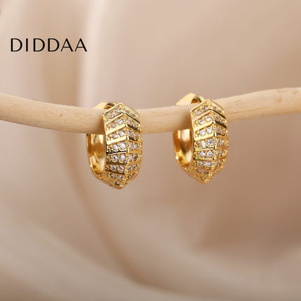 Licit Earrings | Gold Silver Zirconia Statement Hoop Earrings - Earrings