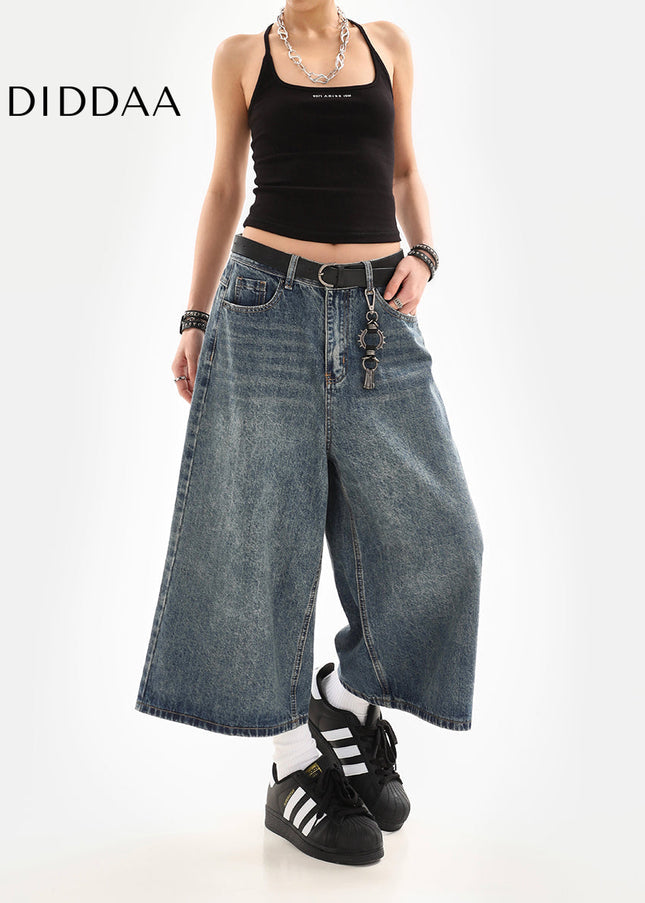 Light Blue Casual Loose Cropped Jeans for Women - Women’s Jeans