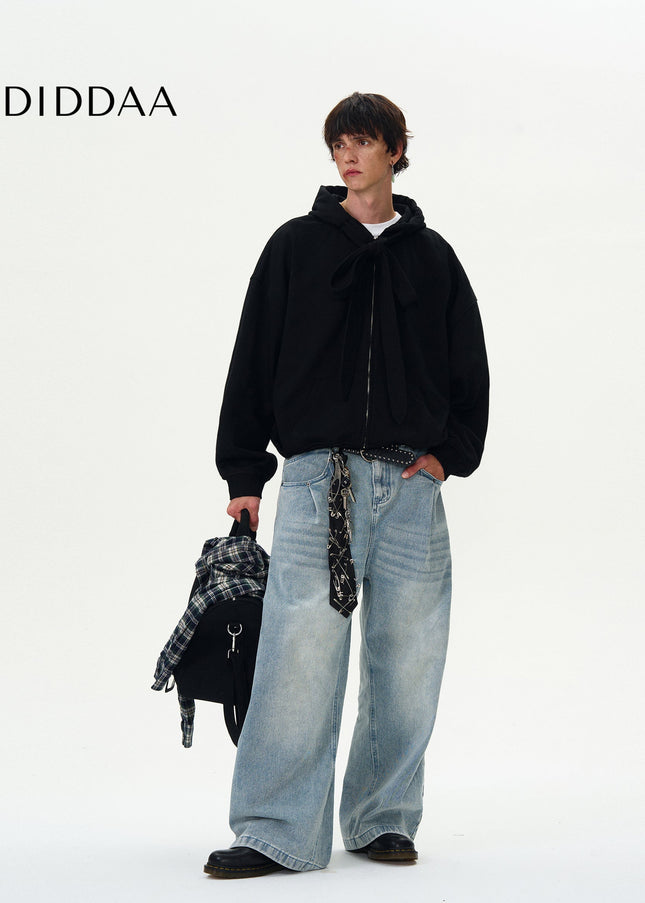 Light Blue Casual Loose Fit Wide Leg Jeans - Men’s Jeans