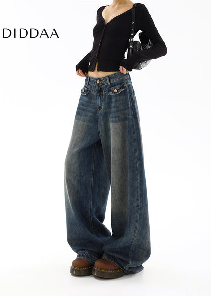 Light Blue Distressed High Waist Straight Jeans - Women’s Jeans