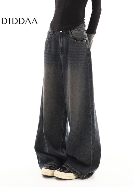 Light Blue Distressed High-Waisted Wide-Leg Jeans - Women’s Jeans