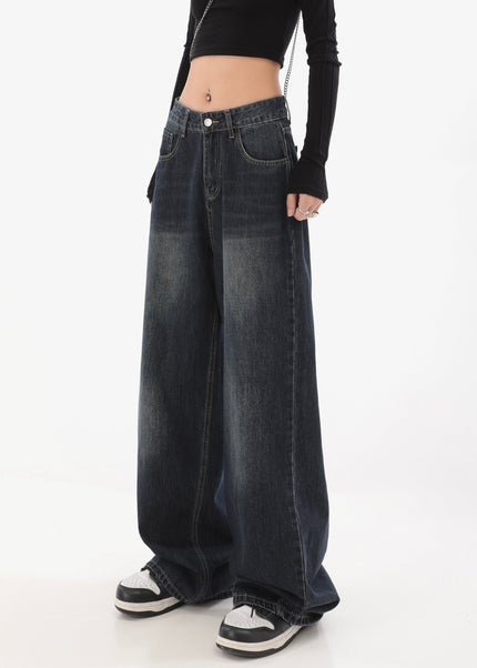 Light Blue Distressed High-Waisted Wide Leg Jeans - Women’s Jeans