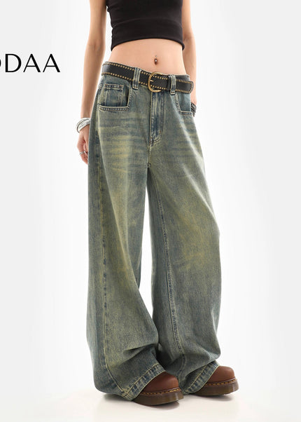 Light Blue Distressed Low Rise Straight Leg Jeans - S / Vintage Blue - Women’s Jeans