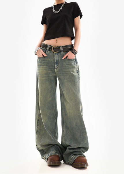 Light Blue Distressed Low Rise Straight Leg Jeans - Women’s Jeans