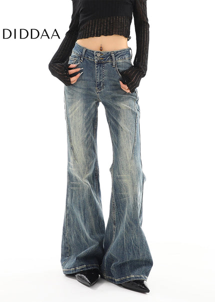 Light Blue Distressed Micro Flared High Waist Jeans - Women’s Jeans