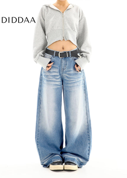 Light Blue Distressed Wide Leg Women’s Jeans - Women’s Jeans