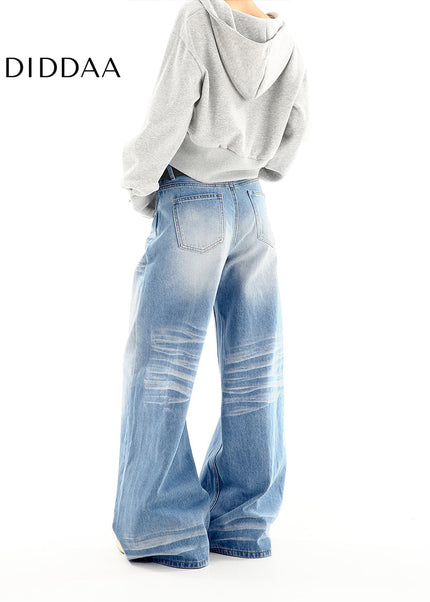 Light Blue Distressed Wide Leg Women’s Jeans - Women’s Jeans