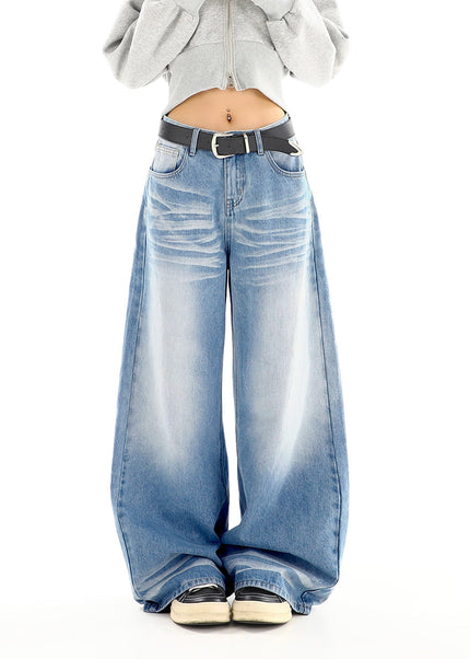Light Blue Distressed Wide Leg Women’s Jeans - Women’s Jeans