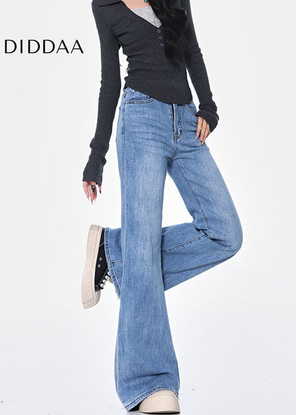 Light Blue High Waist Bootcut Jeans Women’s Stretch Flared - Women’s Jeans