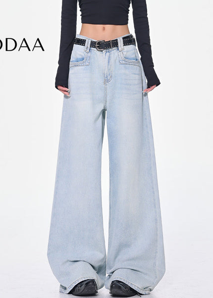 Light Blue High Waist Wide-Leg Jeans Women’s Loose Fit - S / Light Blue - Women’s Jeans