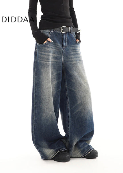 Light Blue High-Waisted Distressed Straight Leg Jeans - Women’s Jeans