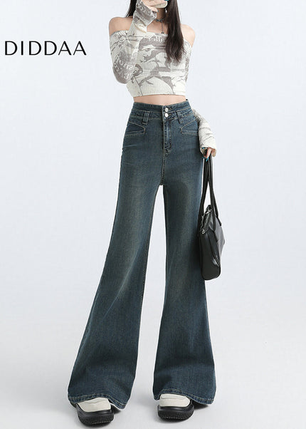 Light Blue High-Waisted Draped Mop Pants - Women’s Jeans